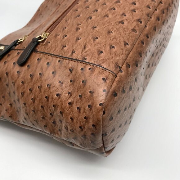 Giani Bernini Brown Embossed Ostrich Leather Handbag - Picture 9 of 11